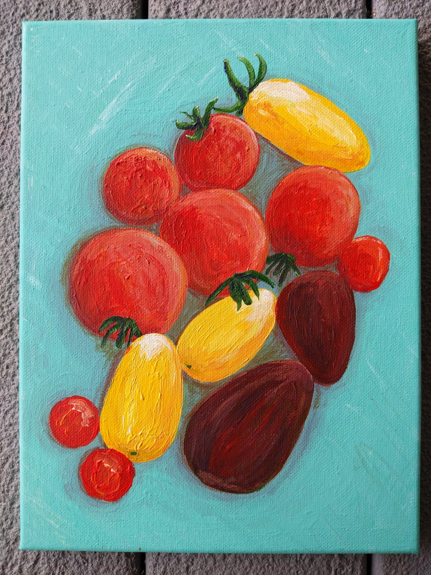 Garden tomatoes | 9X12 canvas original painting