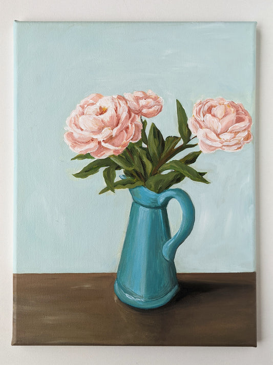 Peonies in a Vase | 12X16 inch painting on canvas