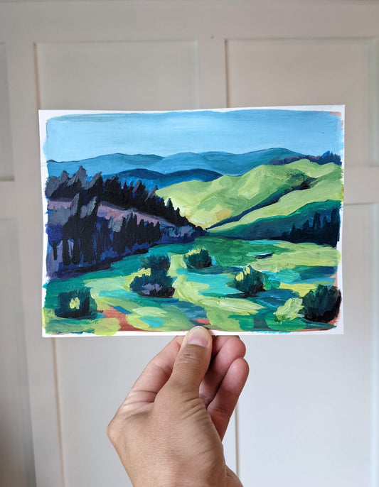 Mountain Landscape original | 6x8 inch art on paper