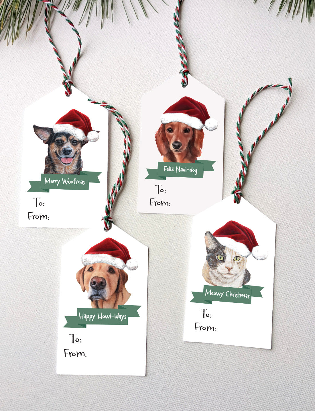 Holiday Pets Gift tag set
