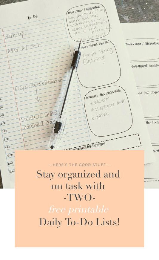 Stay organized and on task with -TWO- free printable To-Do Lists!