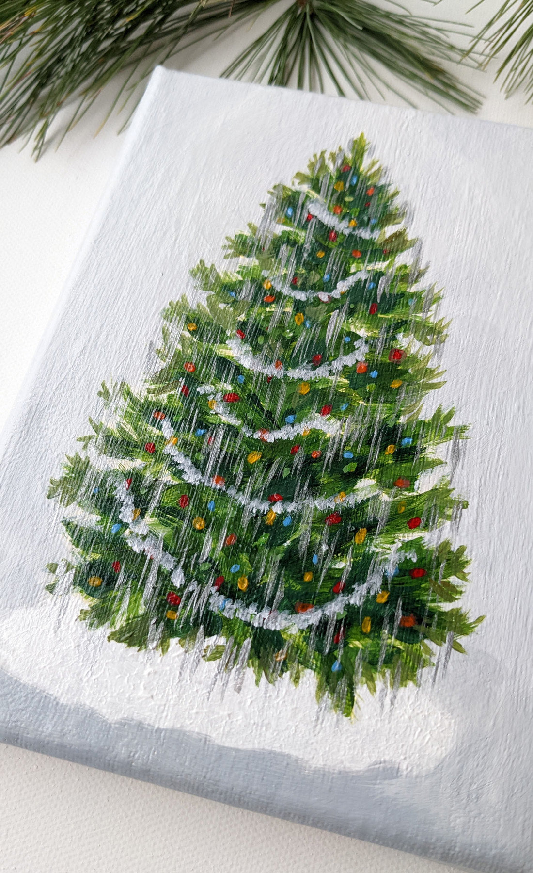 Vintage Christmas tree 3 | Original 5x7 canvas painting