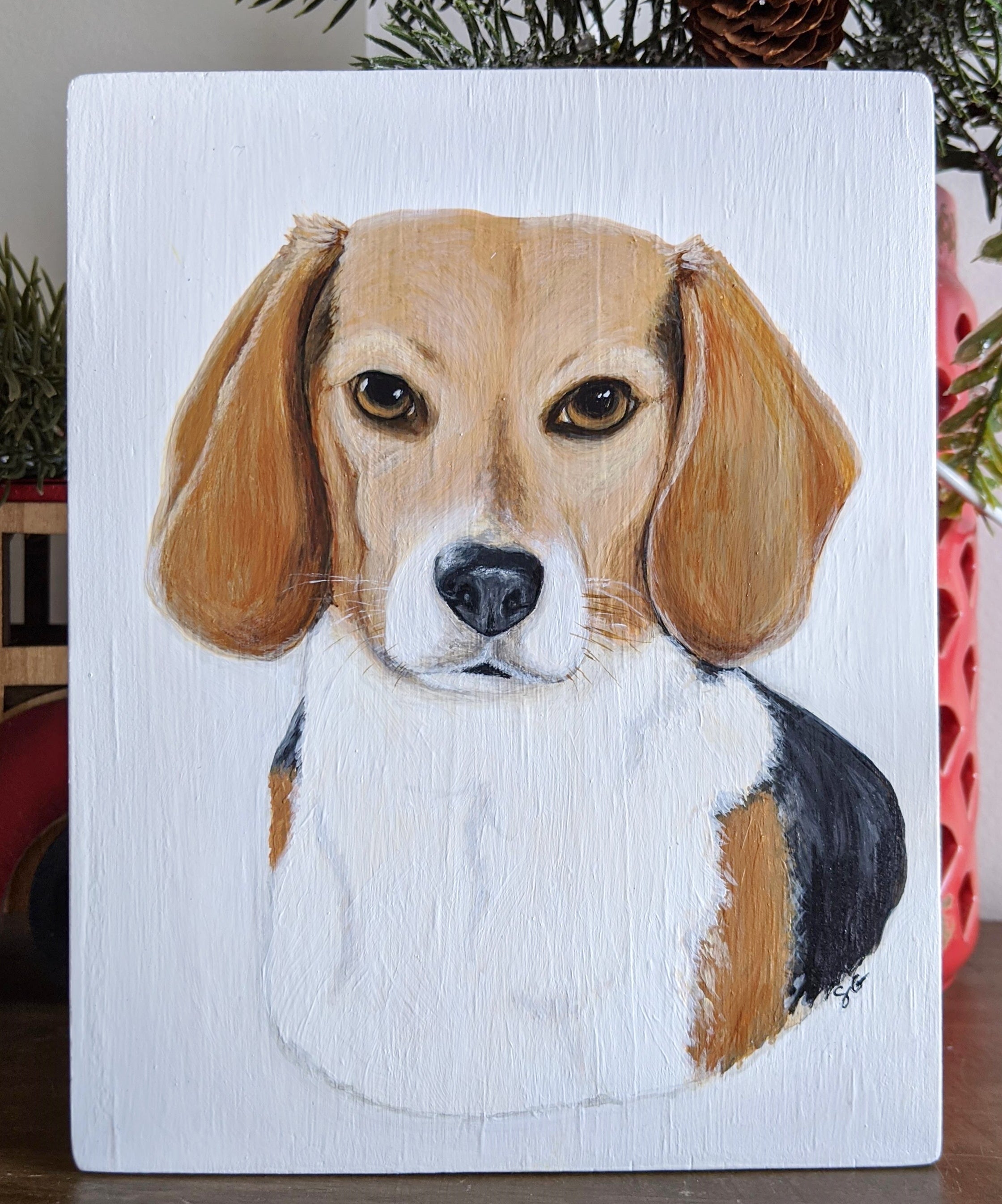 Beagle Commission, store dog painting, dog custom, hand painted dog portraits, paint my dog, custom dog art, painting of your dog, dog from photo