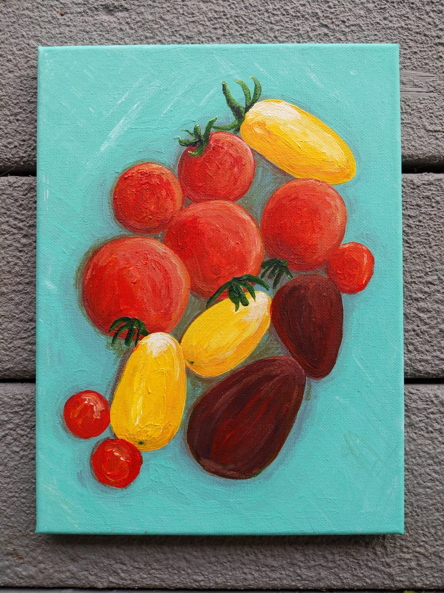 Garden tomatoes | 9X12 canvas painting