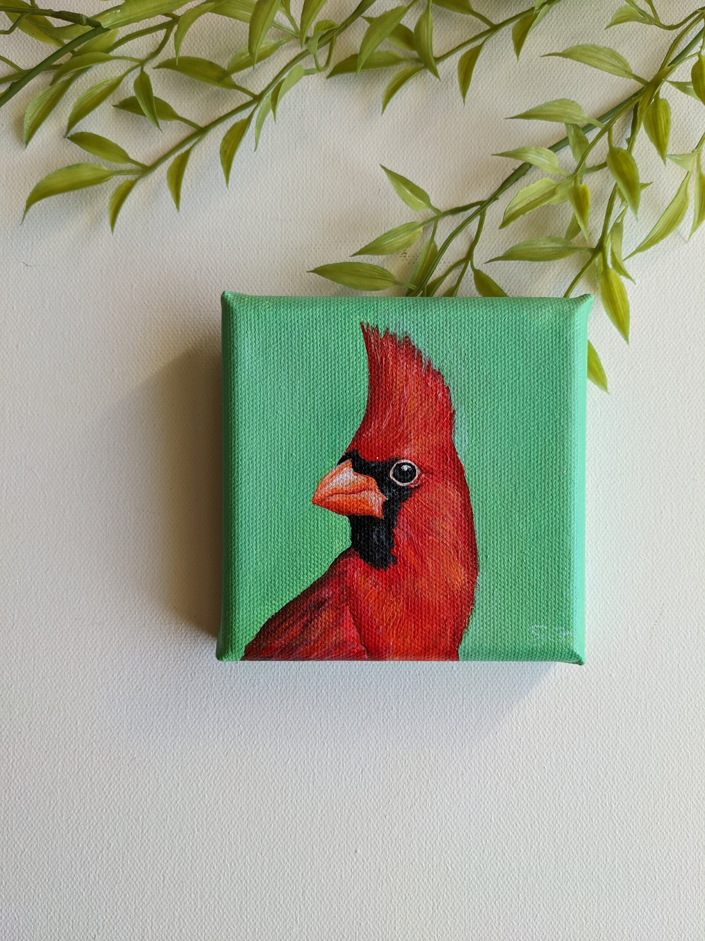 Cardinal mini original painting | 4X4 inch