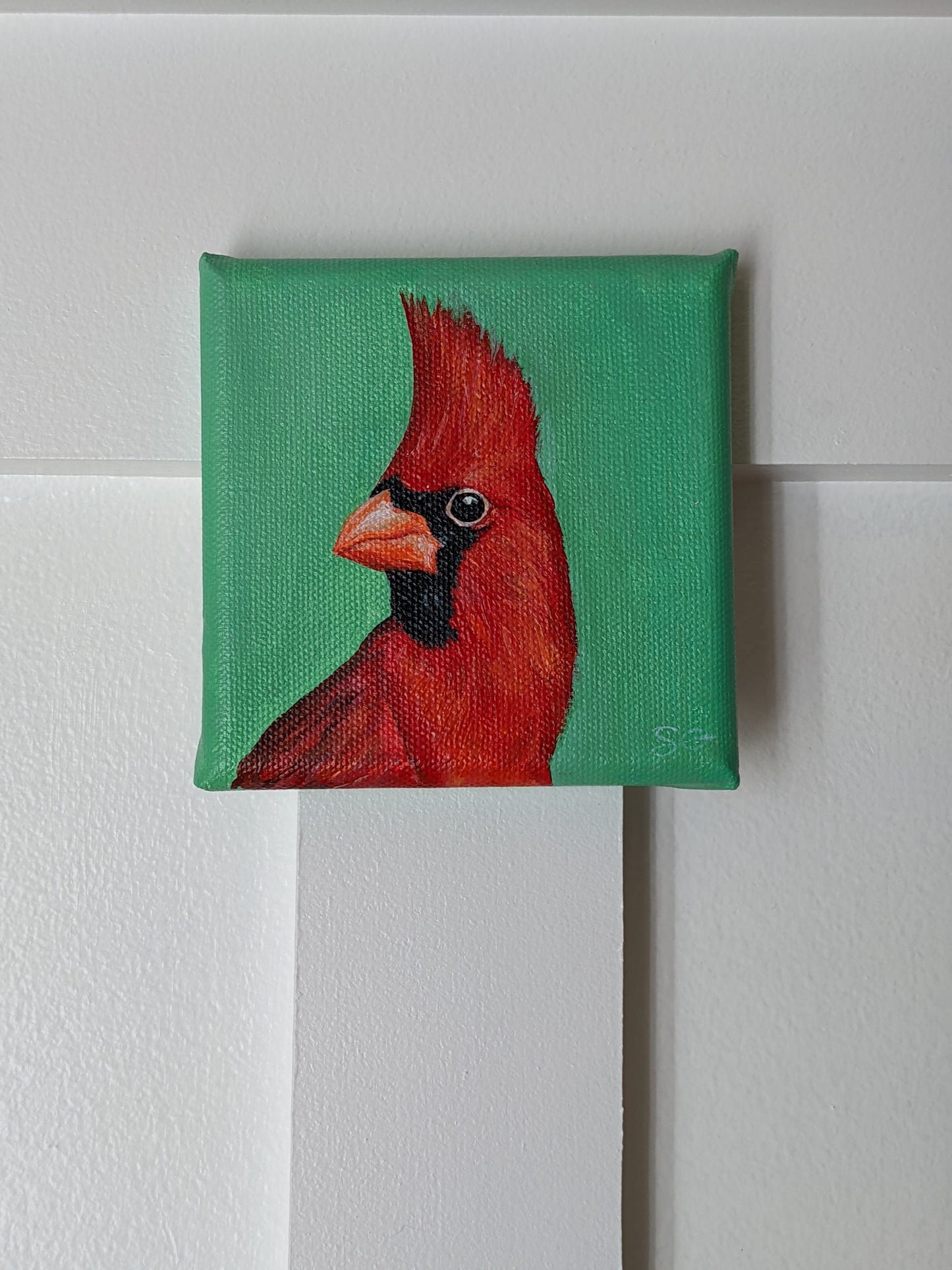 Cardinal mini original painting | 4X4 inch